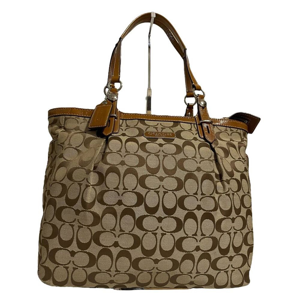 Signature beige Coach canvas shoulder/tote bag