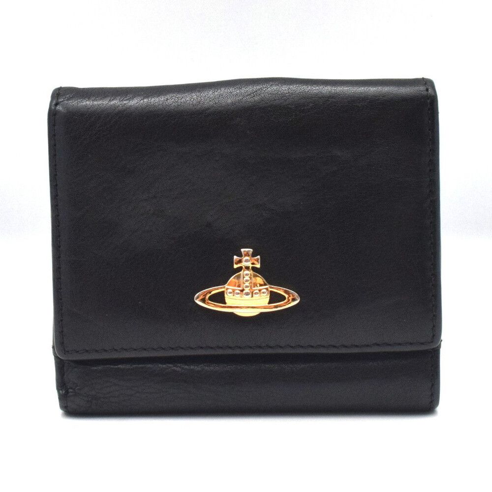 Vivienne Westwood Black Leather Bifold Clasp Wallet