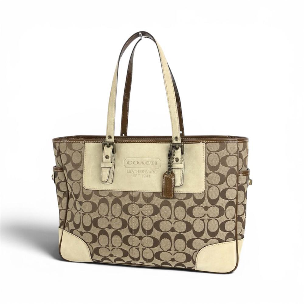 Coach - Coach Signature beige suede gallery tote bag on Designer 