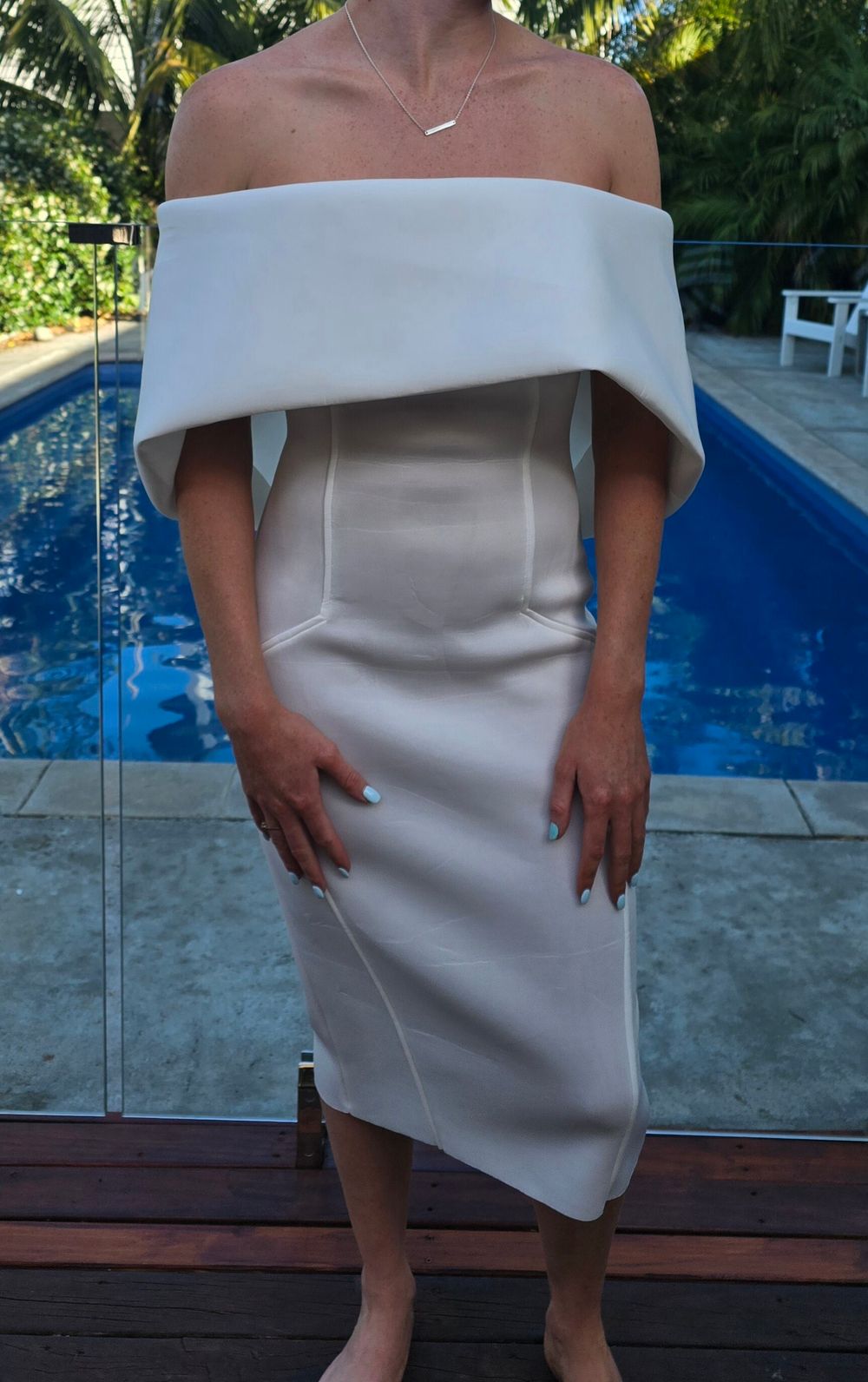 ASOS - White off shoulder midi on Designer Wardrobe