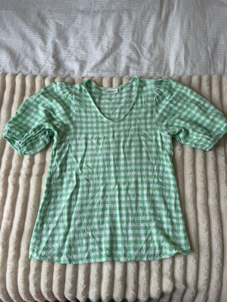 Jeans west Green Gingham Top