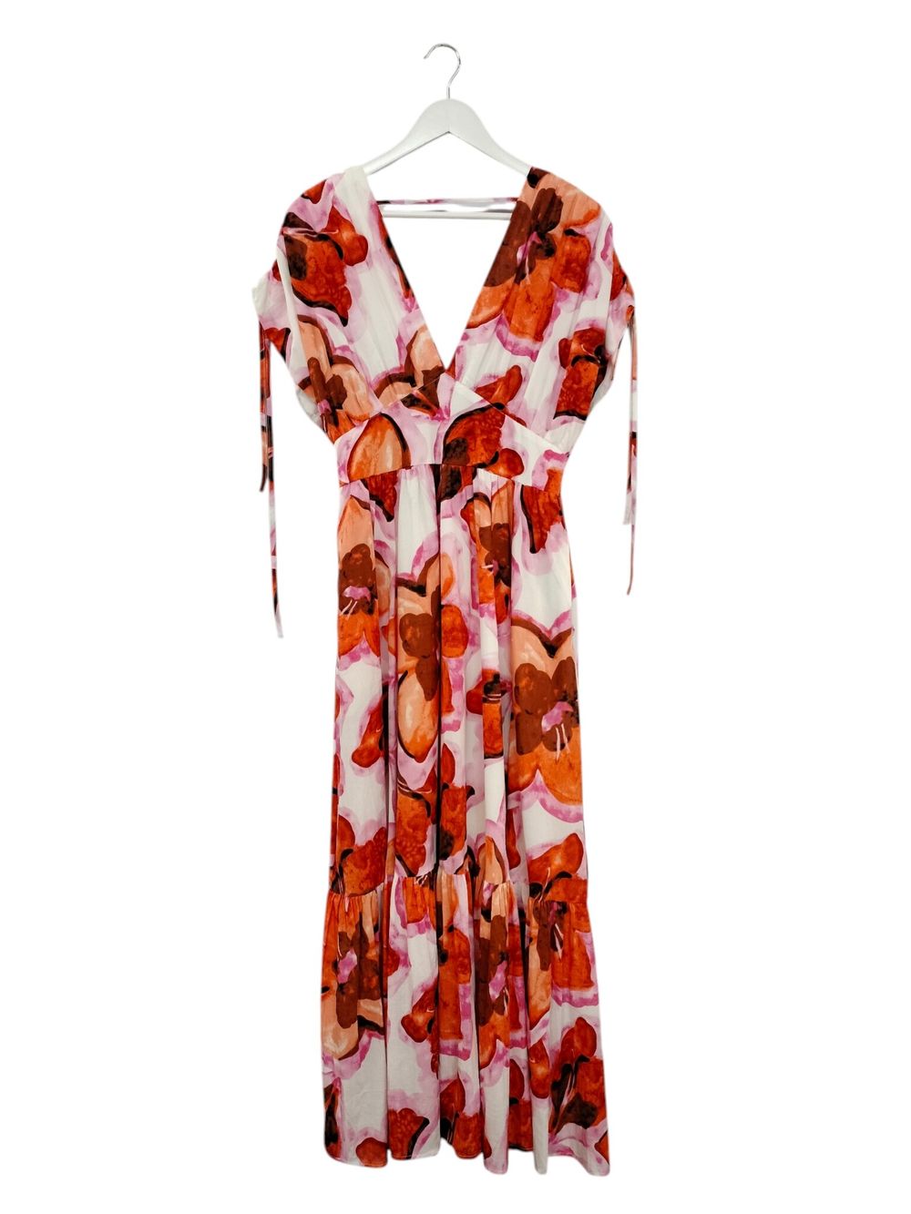 White Floral Print Maxi Dress