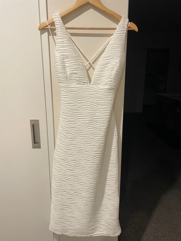 knee length dresses for ladies HELLO MOLLY Love At First Sight Midi Dress White