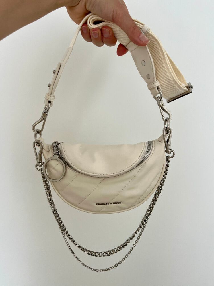 Charles & Keith white quilted crossbody bag