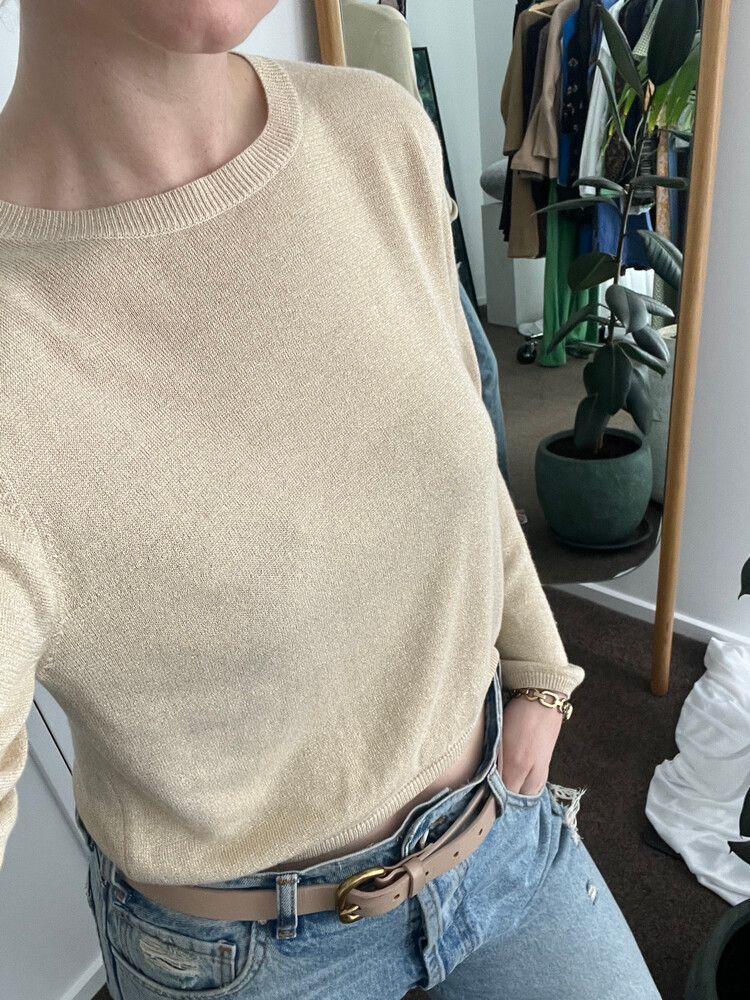 Ruby Long Sleeve Champagne Colour Crop Top