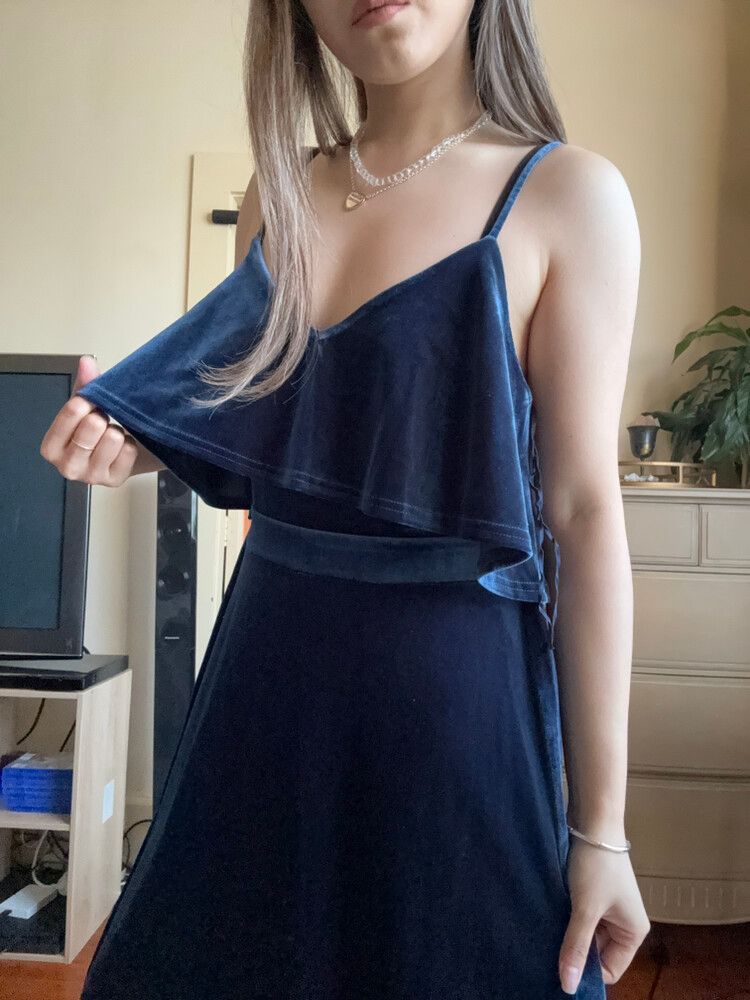 Other - Femi9 Raj Blue Velvet Dress Size M on Designer Wardrobe