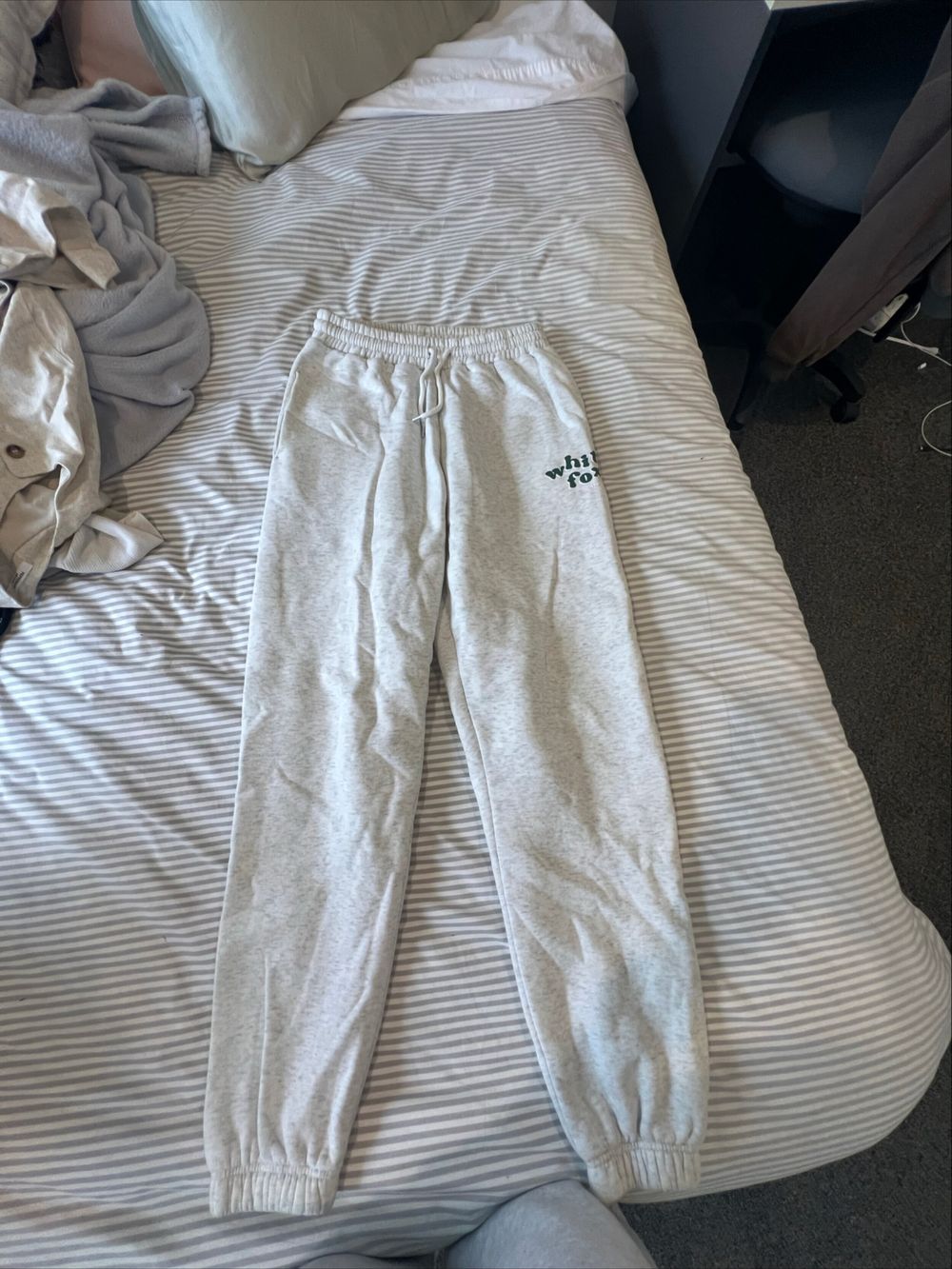 white fox track pants