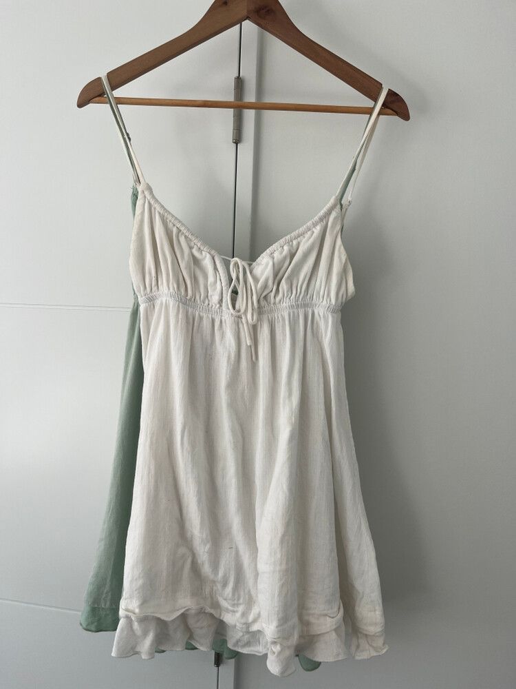 White and Green Spaghetti Strap Dresses