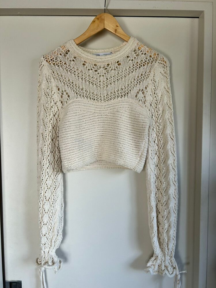 Zara Cream Cropped Knit Jumper