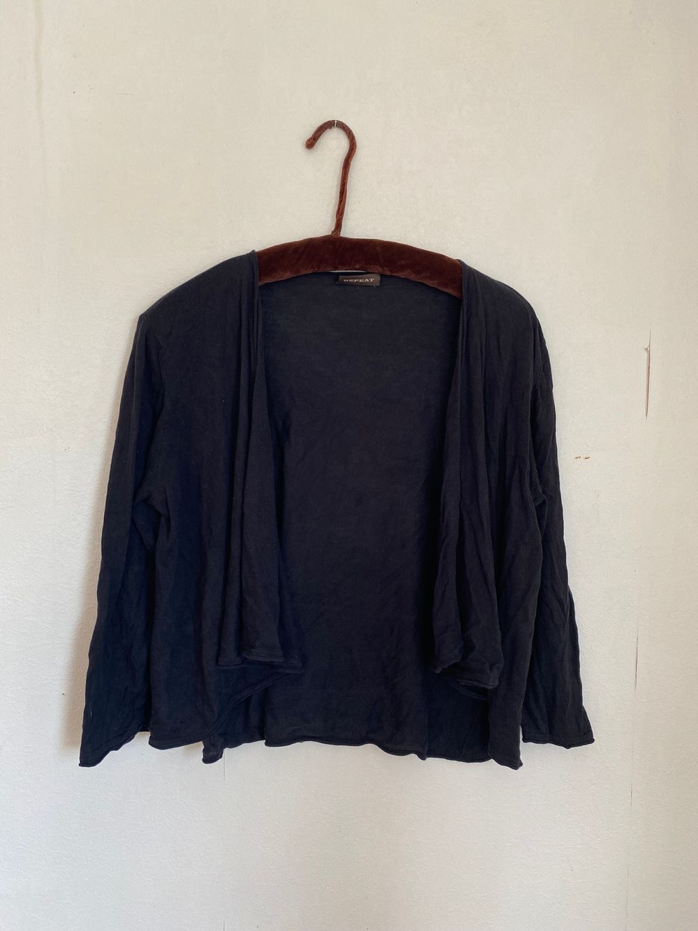Repeat Silk/Cotton Black Knit Cardigan