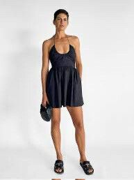 slim fit dress slacks Matteau Drawcord Halter Mini Dress – Restitched main image 1