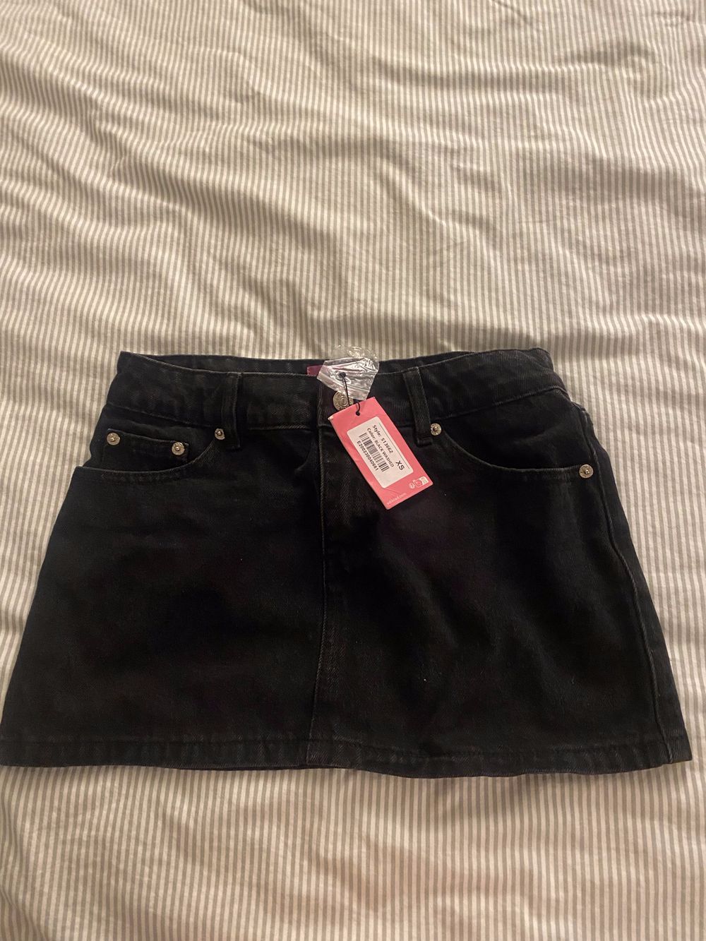 Edikted black mini denim skirt