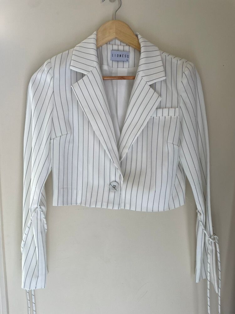 Cropped Pinstripe Blazer
