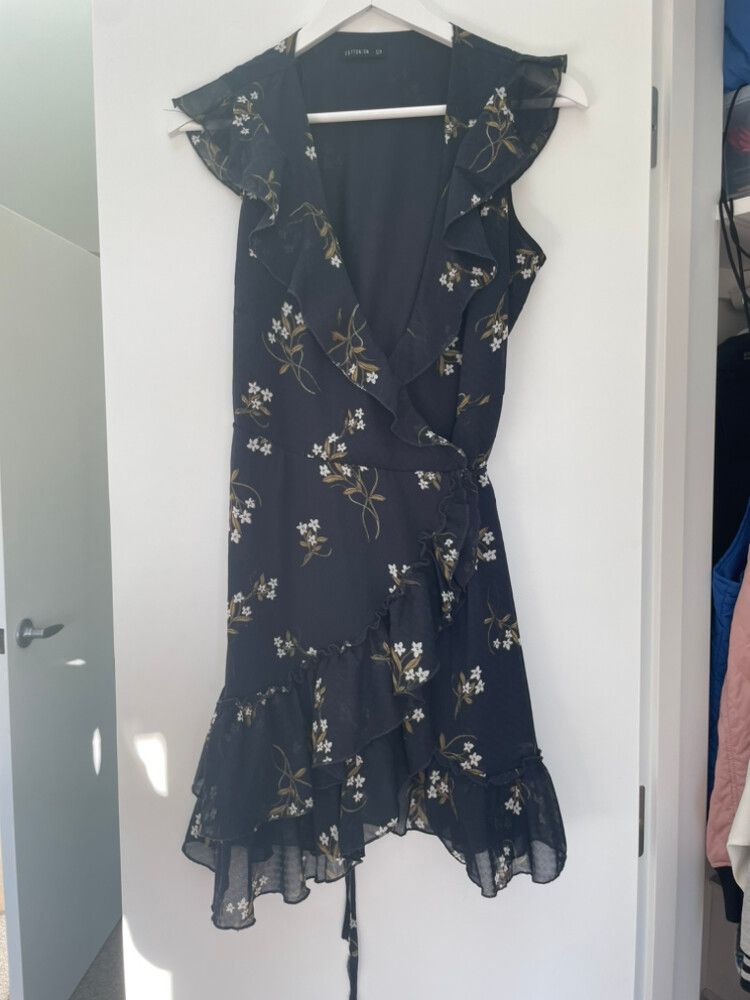 Navy Wrap Mini Dress