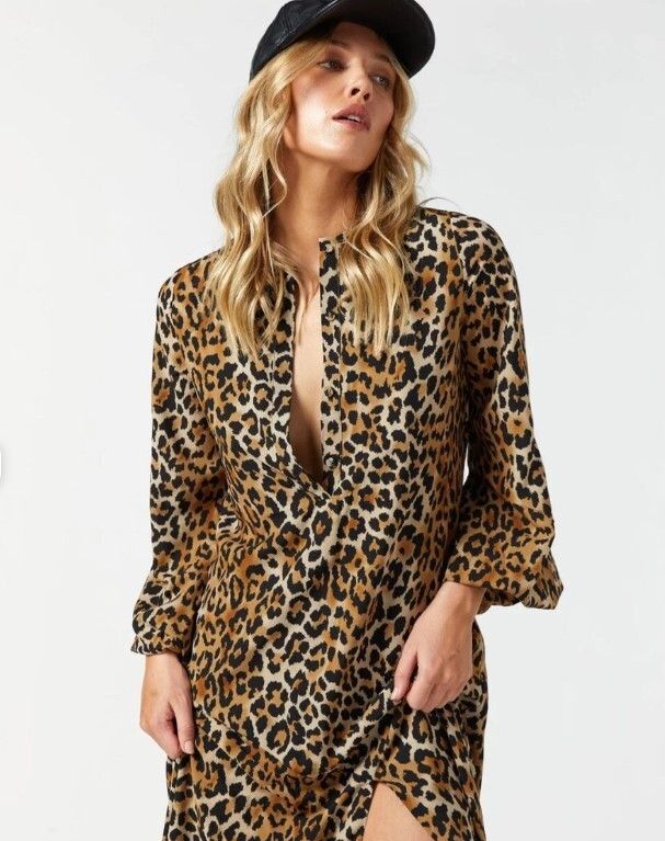 Superette Eastmont Dress – Leopard Kaftan (Size 10)mont Dress - Leopard Kaftan