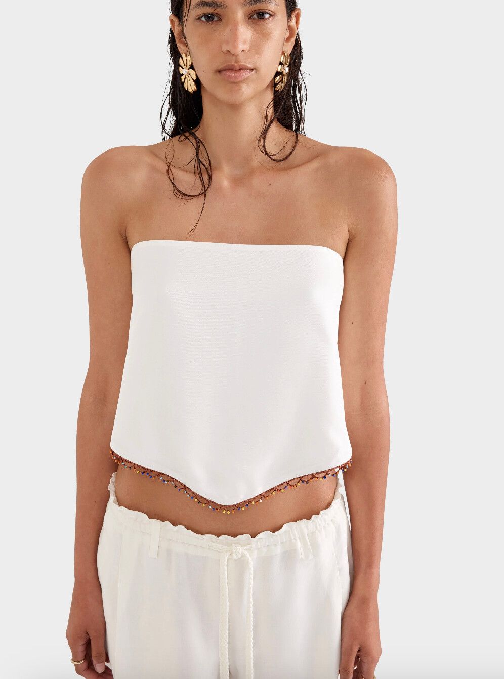 Venroy Silk Beaded Scarf Top