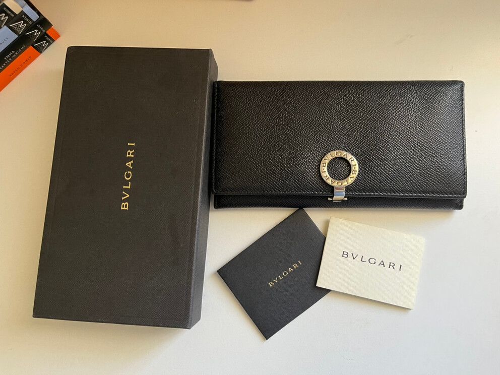 Authentic BVLGARI Large Wallet| Black Leather Wallet