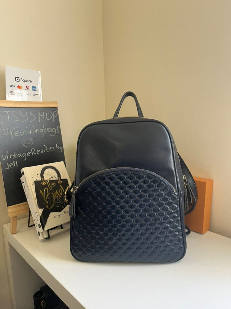 Zency Blue Leather Backpack | Pristine Condition | Two Way Backpack