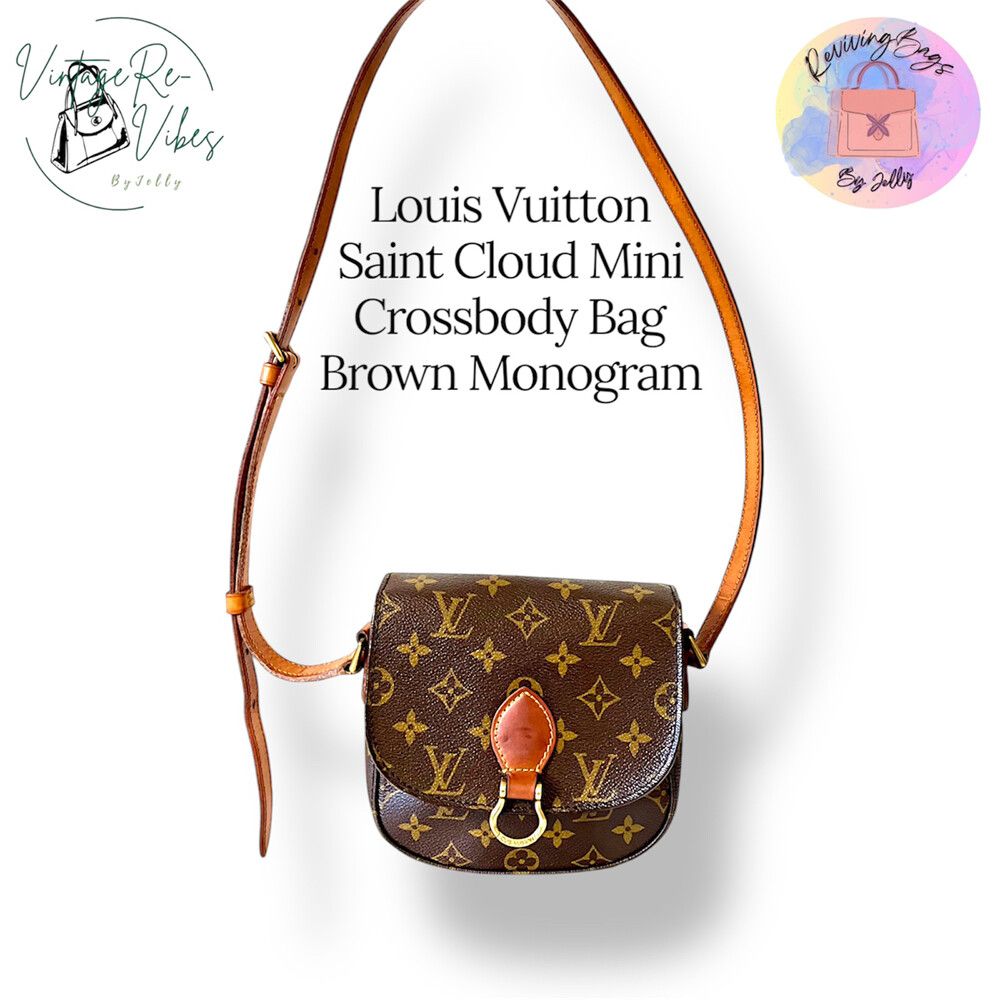 Authentic Vintage Louis Vuitton Saint Cloud Mini Brown Leather Crossbody Bag Monogram