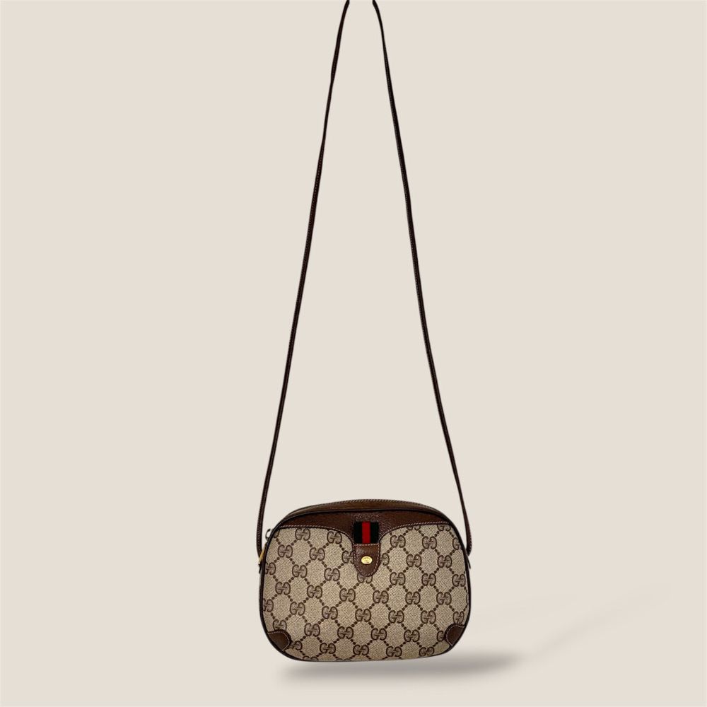 Vintage Gucci Beige Monogram Mini Crossbody Bag