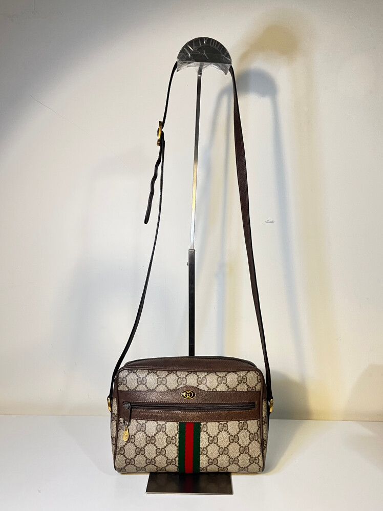 Gucci Beige Monogram Small Crossbody Bag|Vintage