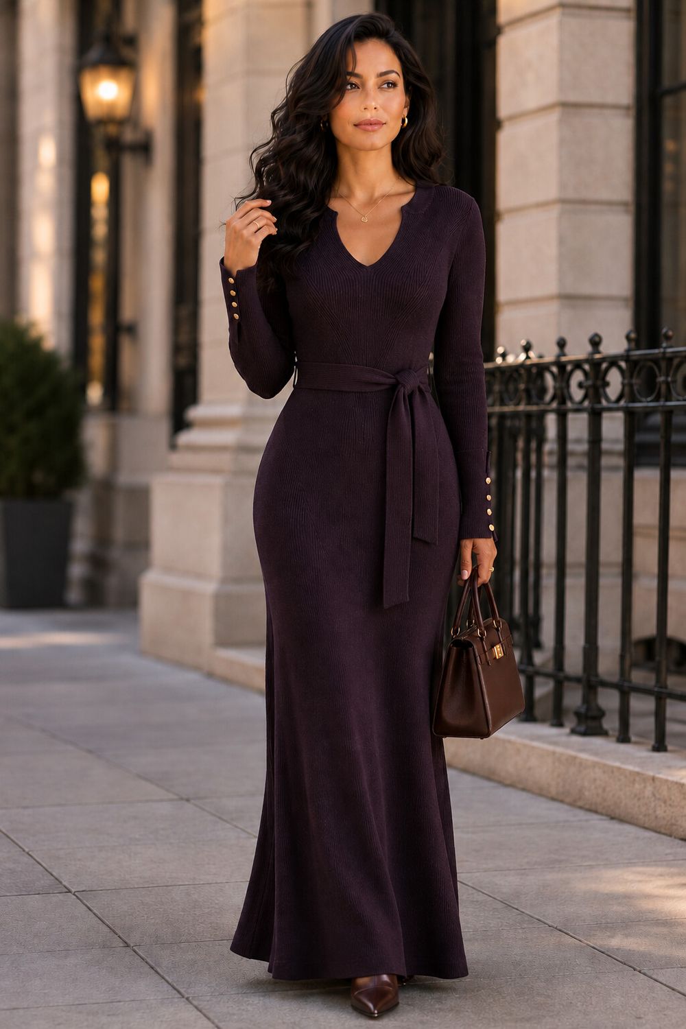 State Of Play Purple Ribbed Knit Dress - size large/12