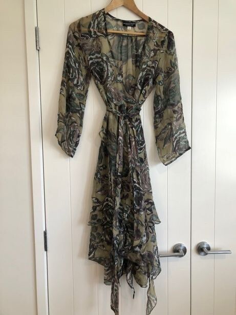 NZ Designer Sheer silk wrap dress