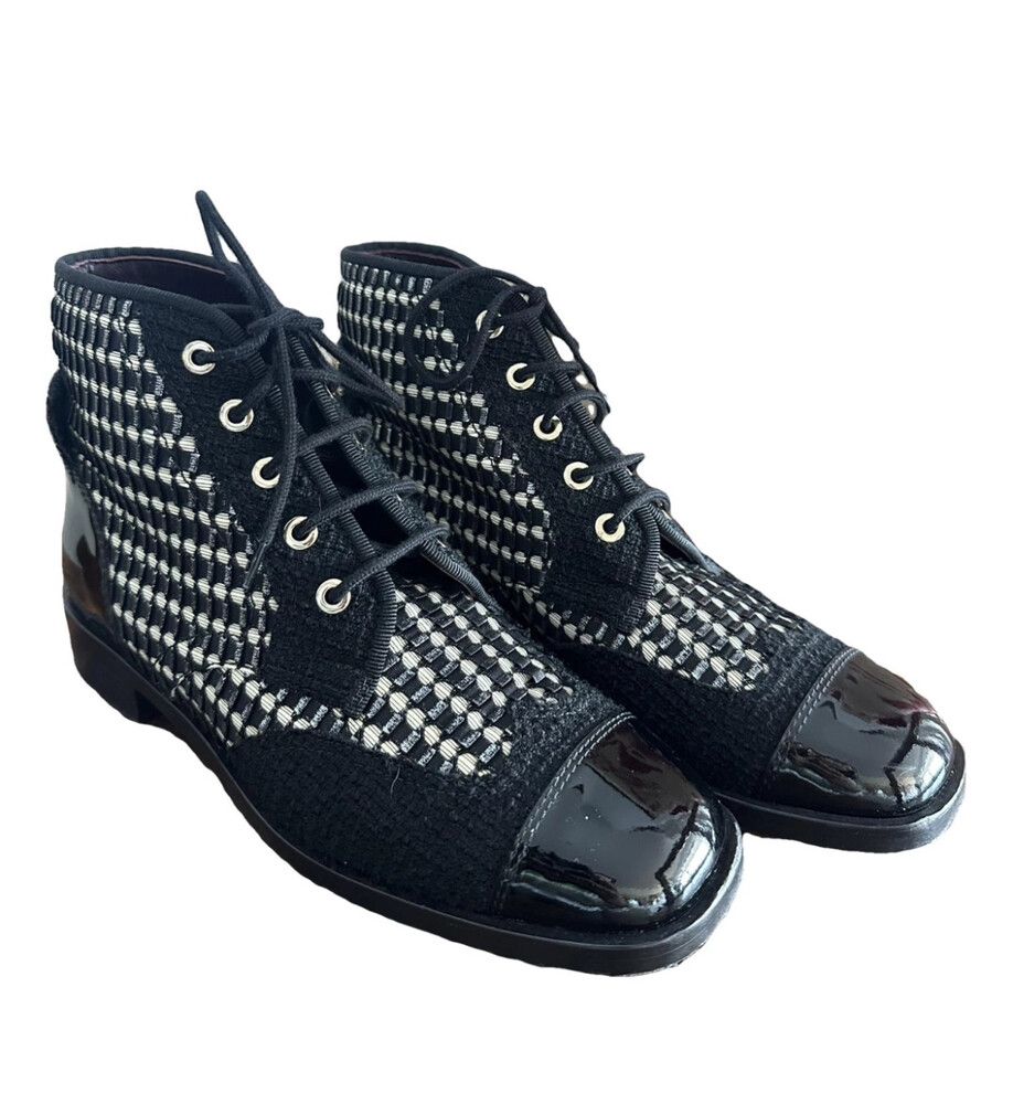 Authenticated CHANEL Tweed Ankle Boots ✨ Like New ✨ Made In Italy