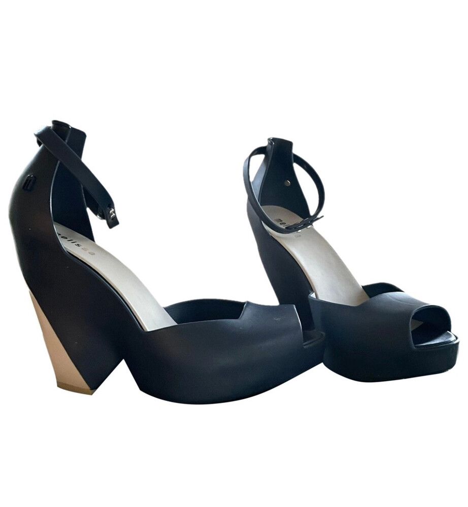Melissa Navy Beige Wedges Size 7