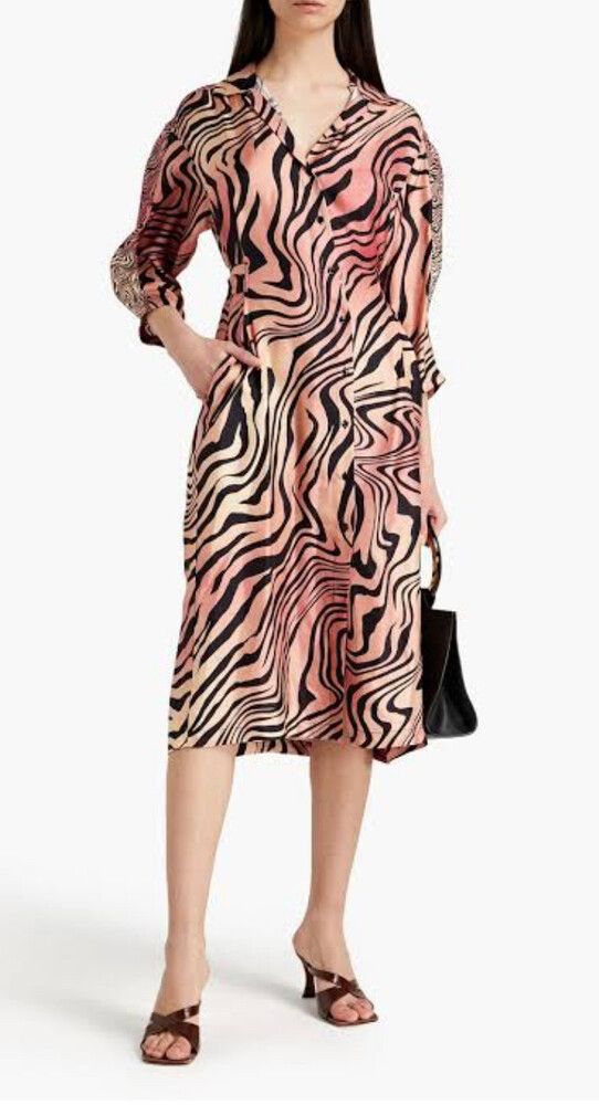 New Sandro Silk Midi Dress