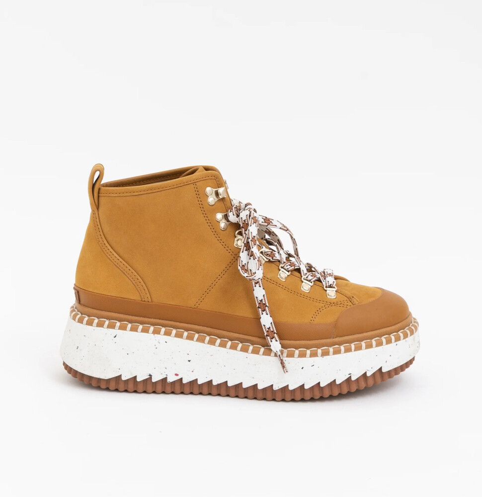 Authenticity Certificate✅ Chloé Lilli Nubuck Platform Ankle Boots  🤎