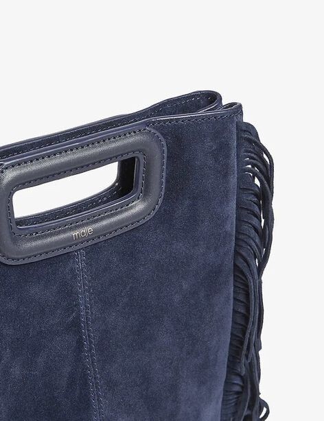 MAJE M Suede Shoulder Bag in Navy