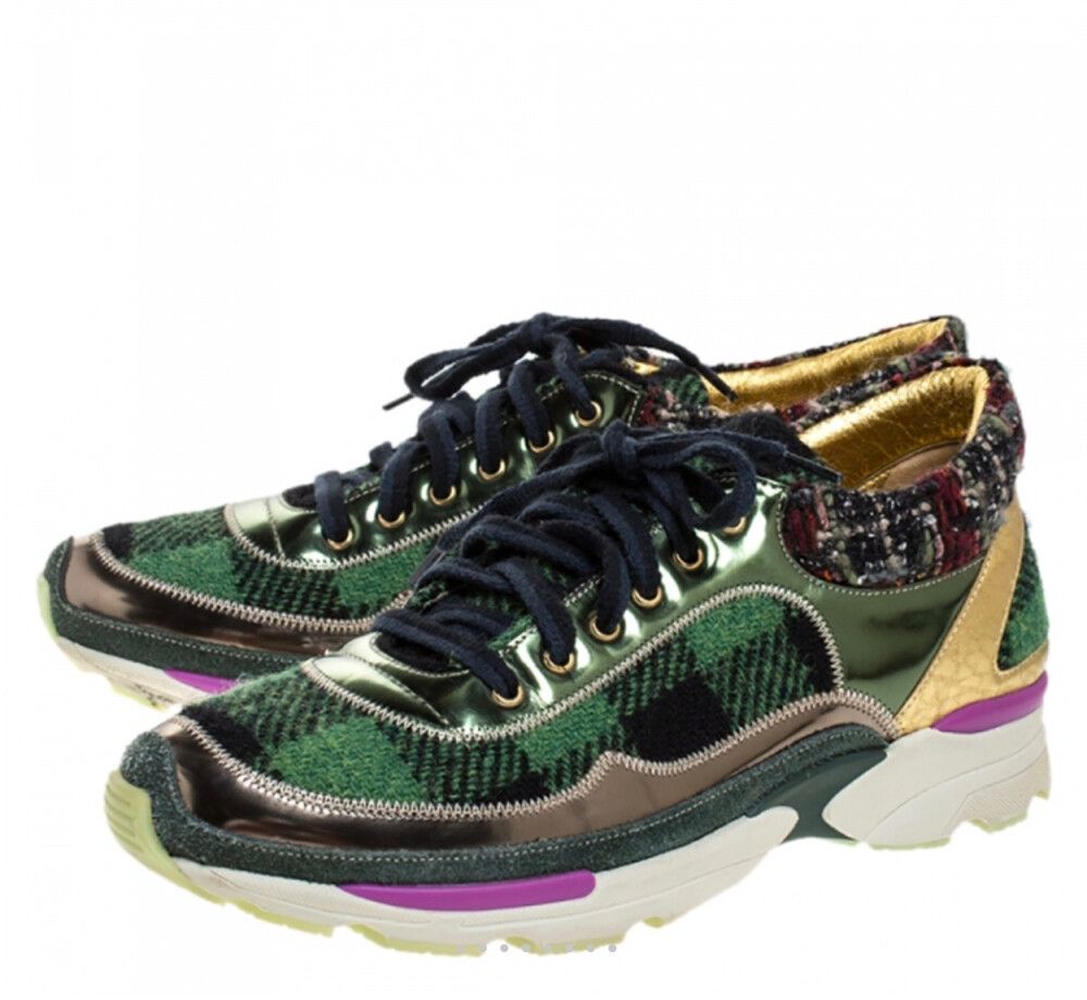 Authenticated CHANEL TWEED SNEAKERS -authentication tag attached ✅