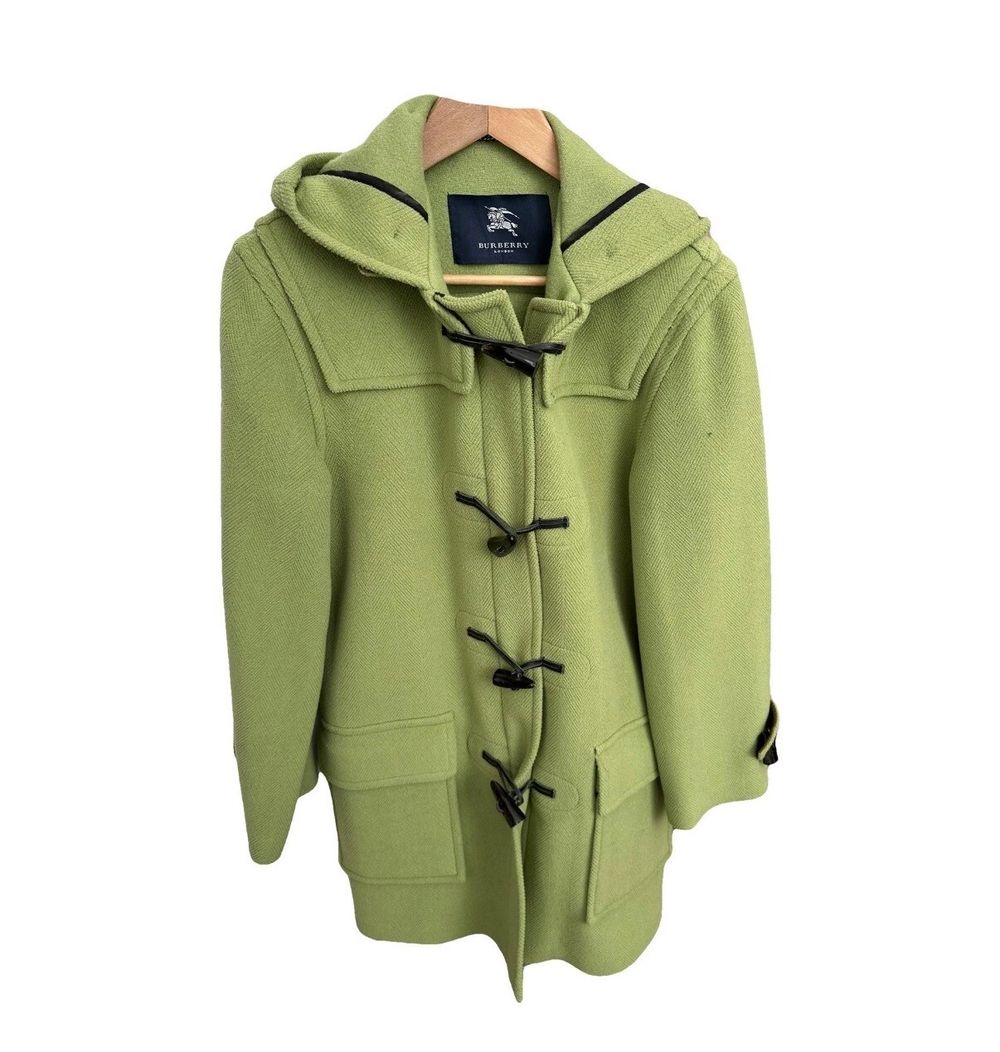 Authentic Burberry Green 100% Wool Duffle Coat with Hood RRP $3000
