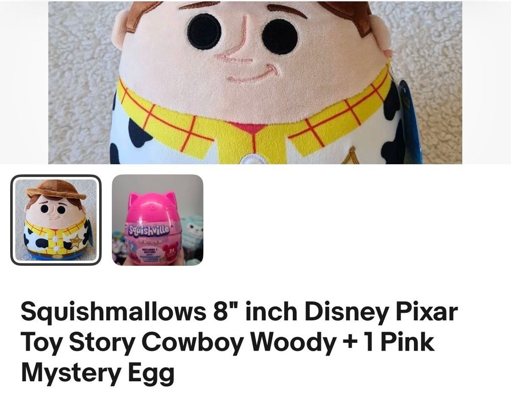 Squishmallows Woody AND Pink mystery egg -  8" inch Disney Pixar Toy Story Sheriff Cowboy Woody Plush toy