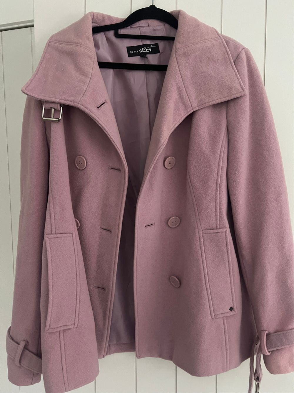Black Rivet Pink Double Breasted Coat