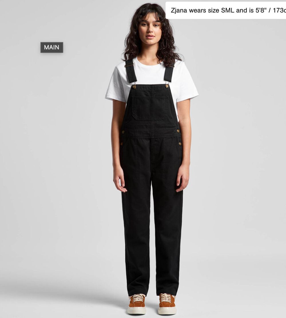 AS Colour Women's - Black Canvas Overalls / Dungarees - Size L