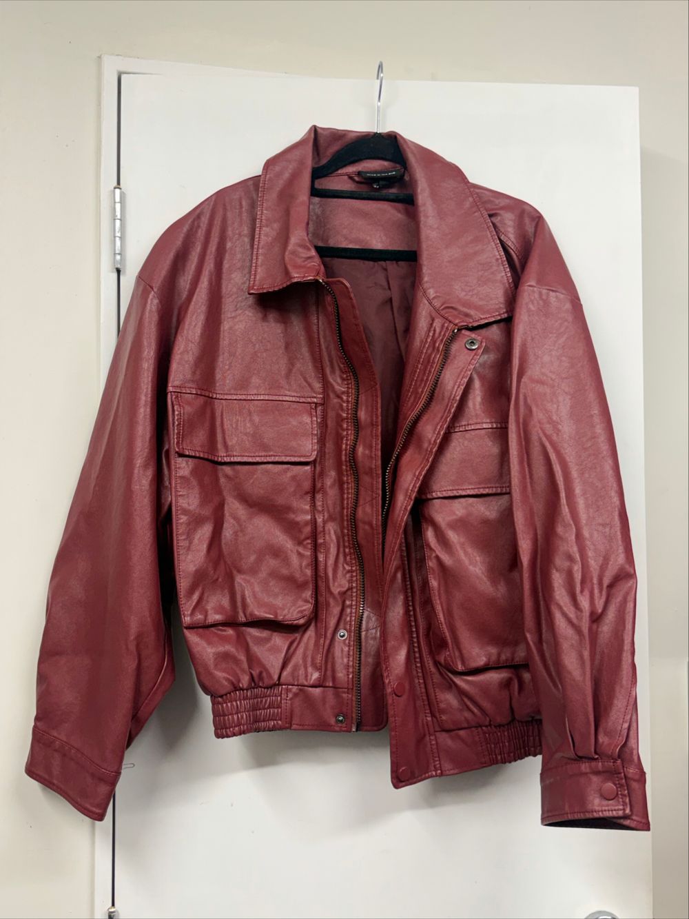 Red oversized ‘leather look’ jacket