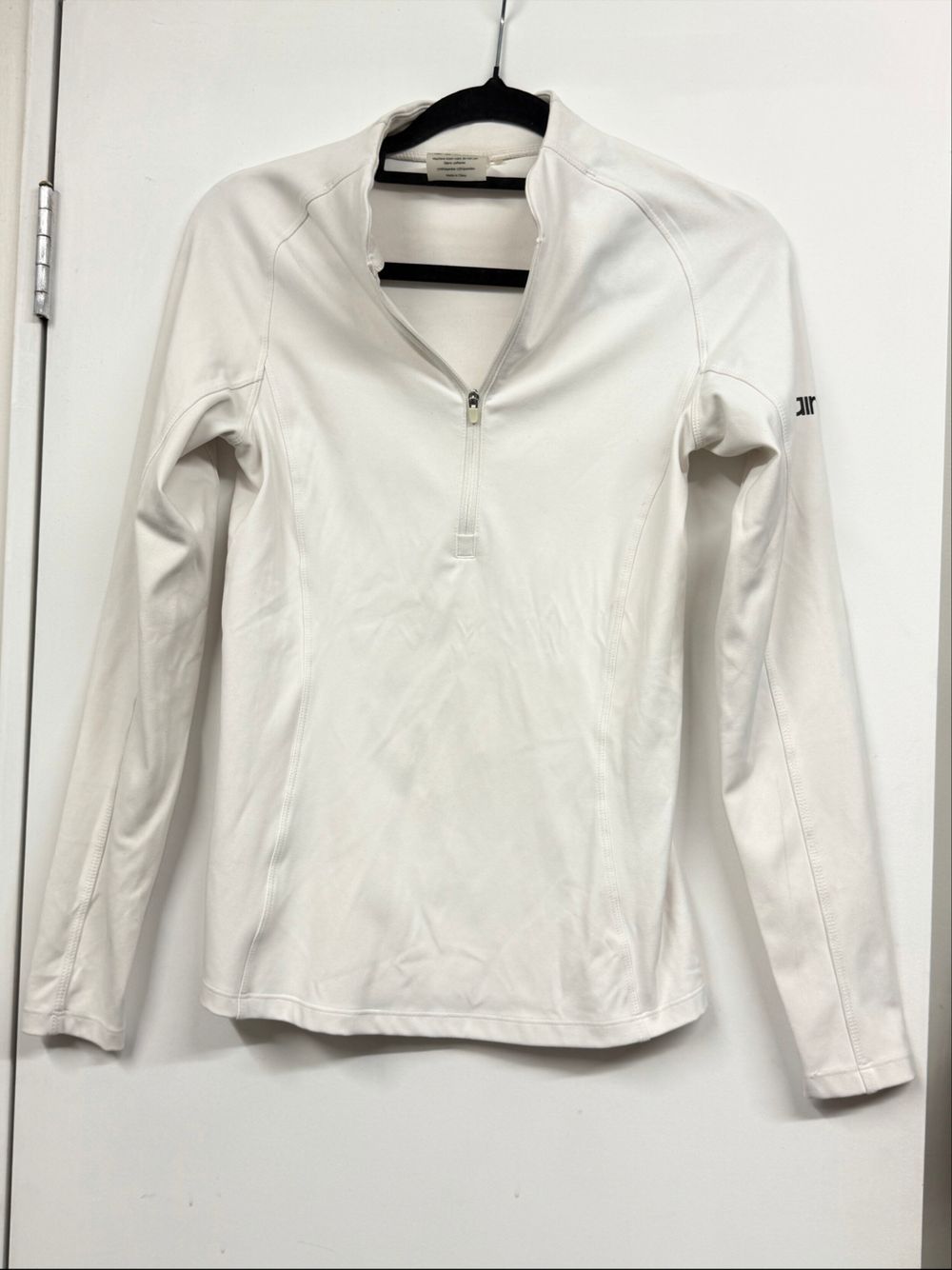 Aimn White Long Sleeve Zip