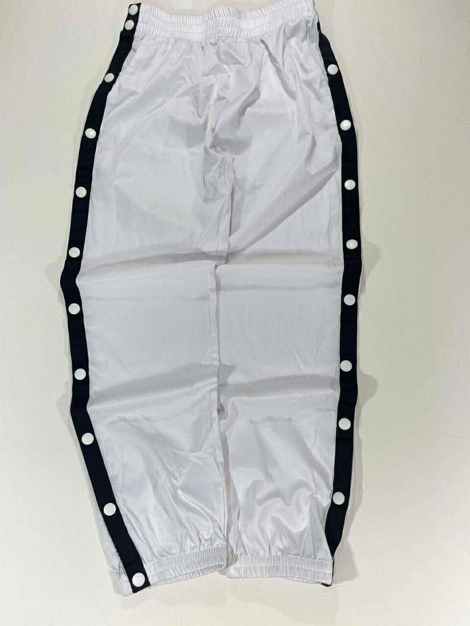 SNAP WHITE TRACK PANTS WITH BLACK STRIPES AND WHITE BUTTONS (S-M)