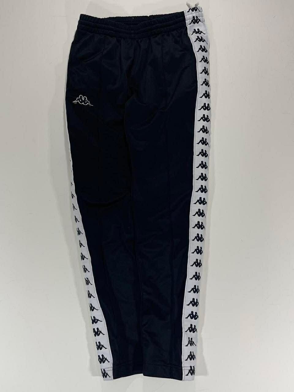 CLASSIC SNAP ON KAPPA BLACK & WHITE TRACK PANTS (S)