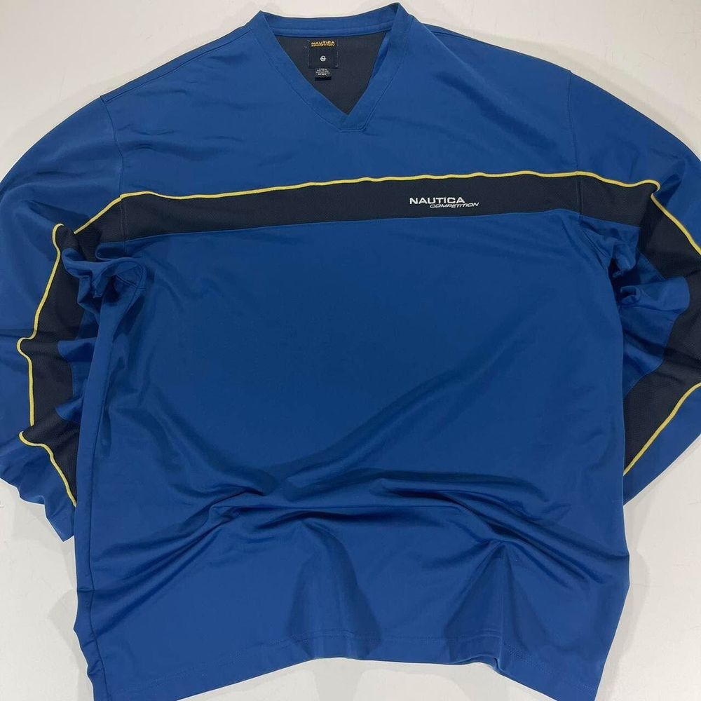 VINTAGE PULLOVER NAUTICA COMPETITION BLUE LONG SLEEVE SHIRT (XXL)