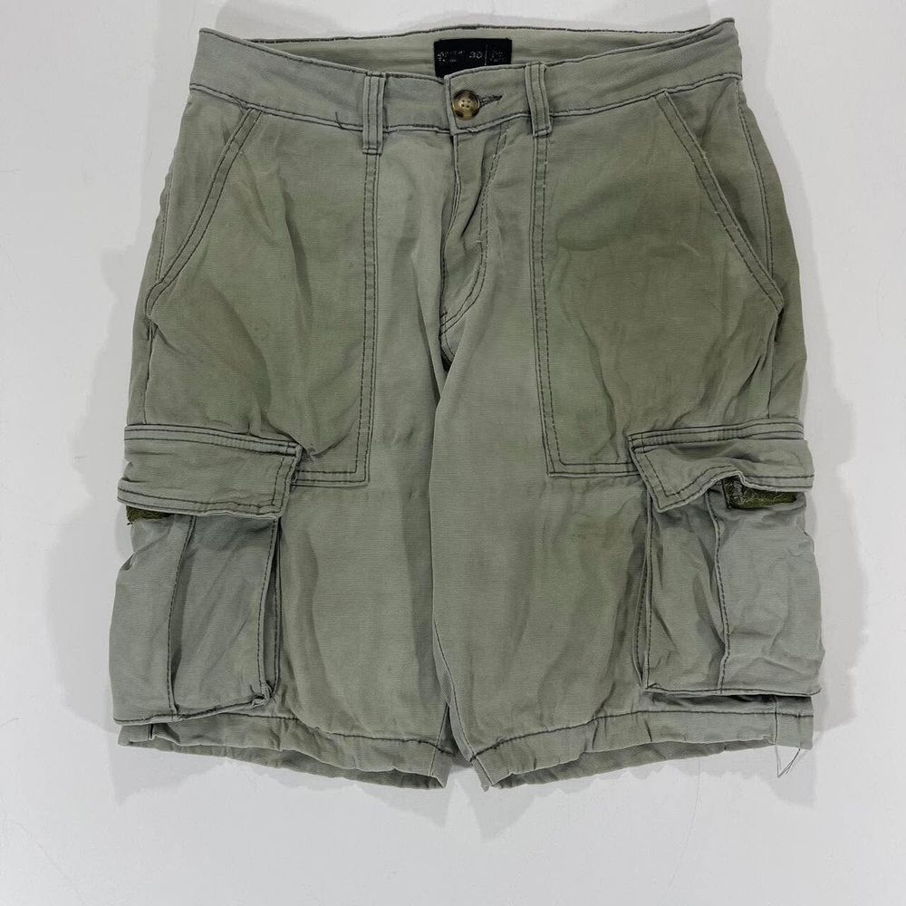 Y2K TRASHED VIBES GREEN CARGO SHORTS (30)