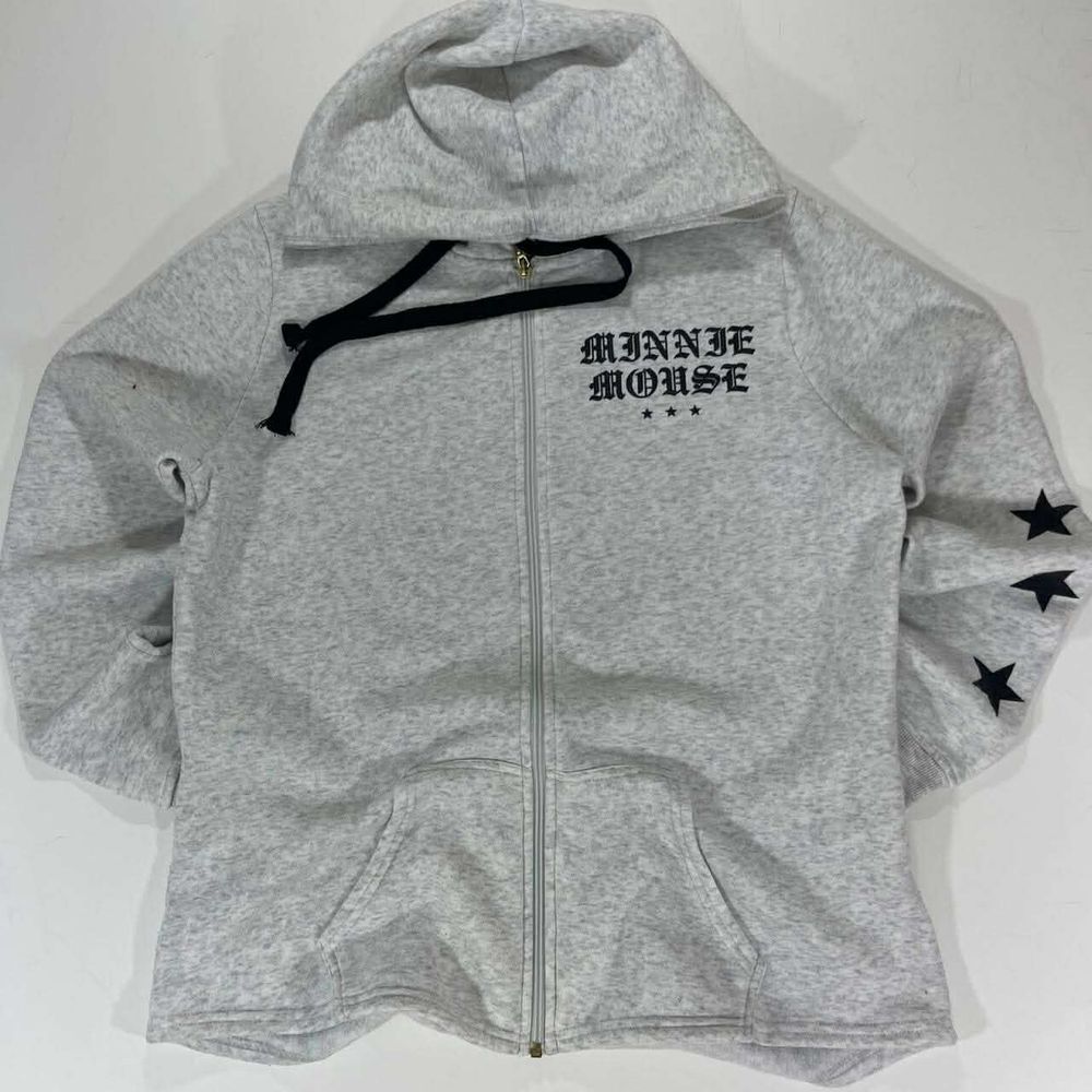 DISNEY GREY MINNIE MOUSE ZIP UP HOODIE WITH BLACK STARS (L)