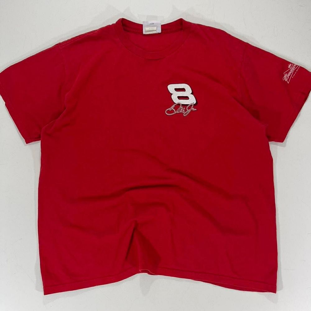 VINTAGE NASCAR DALE EARNHARDT JR. RED T-SHIRT (L)