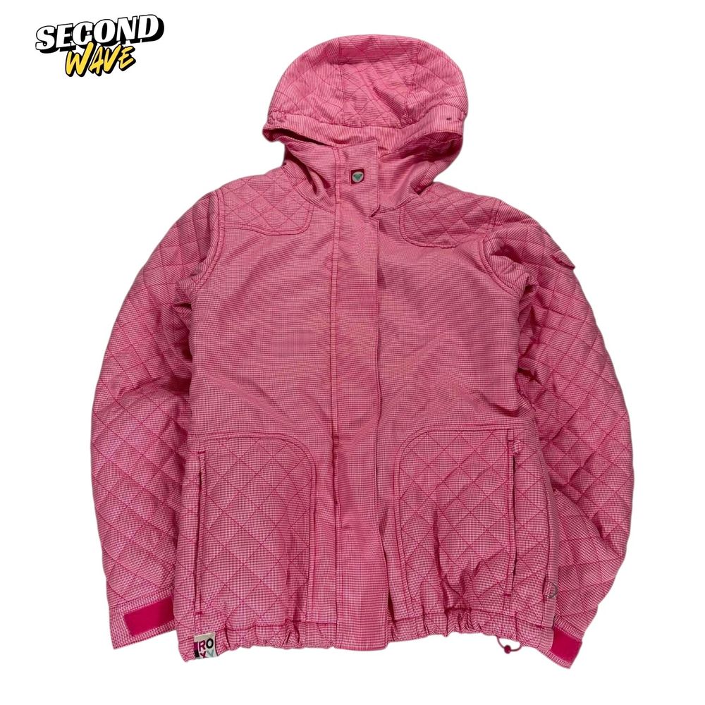 Y2K PINK ROXY JACKET WITH HOOD AND ZIPPER POCKETS (S-M)