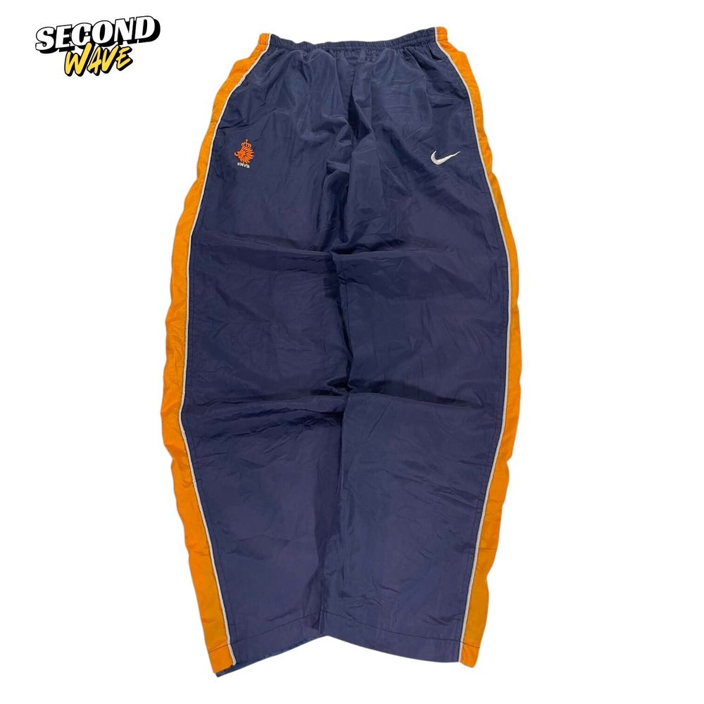 VINTAGE BAGGY NIKE ORANGE NAVY TRACK PANTS (L)