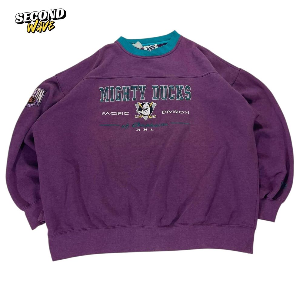 VINTAGE LEE SPORT MIGHTY DUCKS PURPLE CREWNECK SWEATSHIRT (XL)