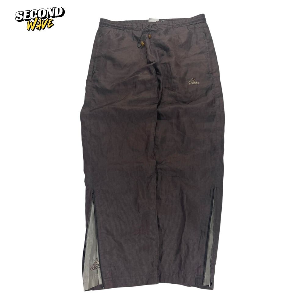 RARE BROWN VINTAGE ADIDAS GREY TRACK PANTS (M)