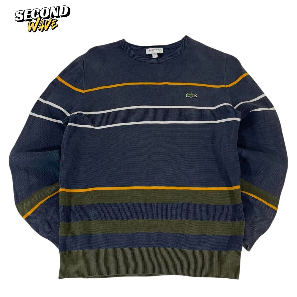 VINTAGE LACOSTE NAVY BLUE STRIPED SWEATER (M)